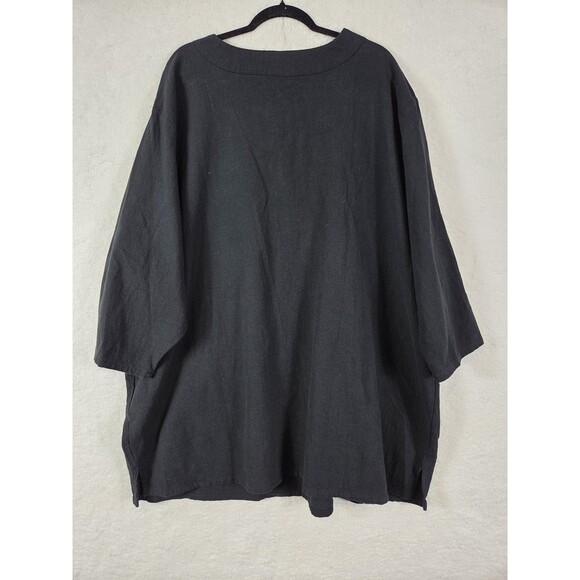 KS Island Cotton Shirt Mens 4XL Black Lace Up 3/4 Sleeve Tunic Big & Tall Pirate - Picture 6 of 8